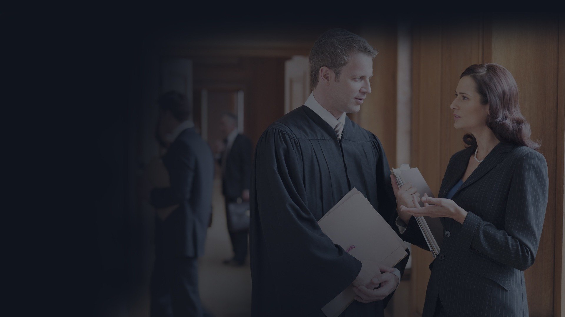 A jurist in a courtroom for wrongful death trial
