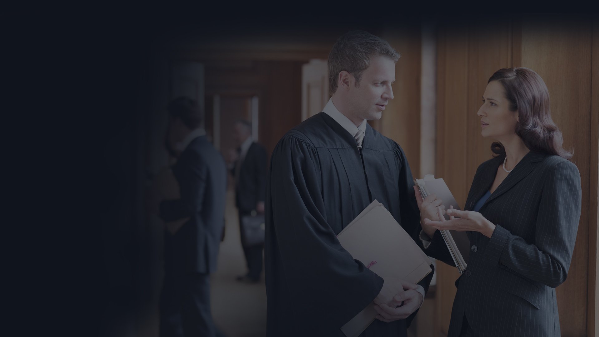A jurist in a courtroom for wrongful death trial